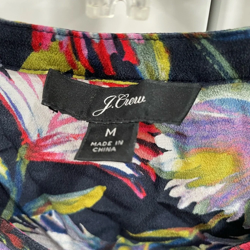 J CREW FLORAL SILK‎ BLOUSE M